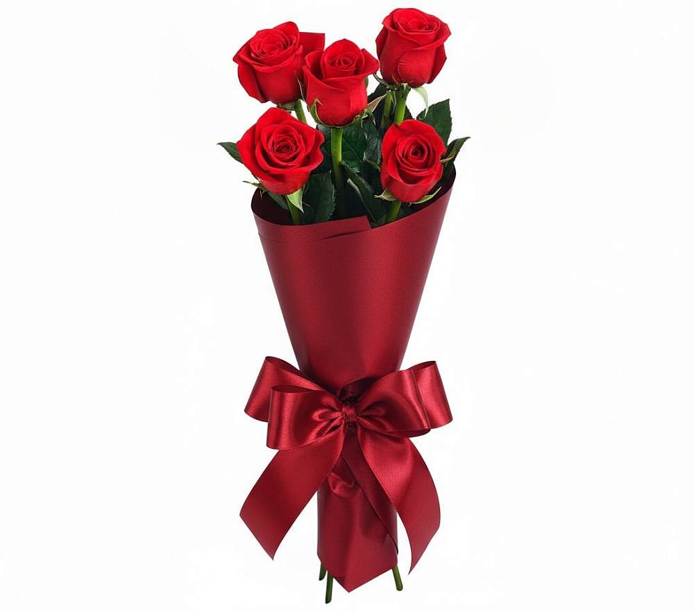 Букет 5 Красных роз Эдлесс Лав в Вейделевке