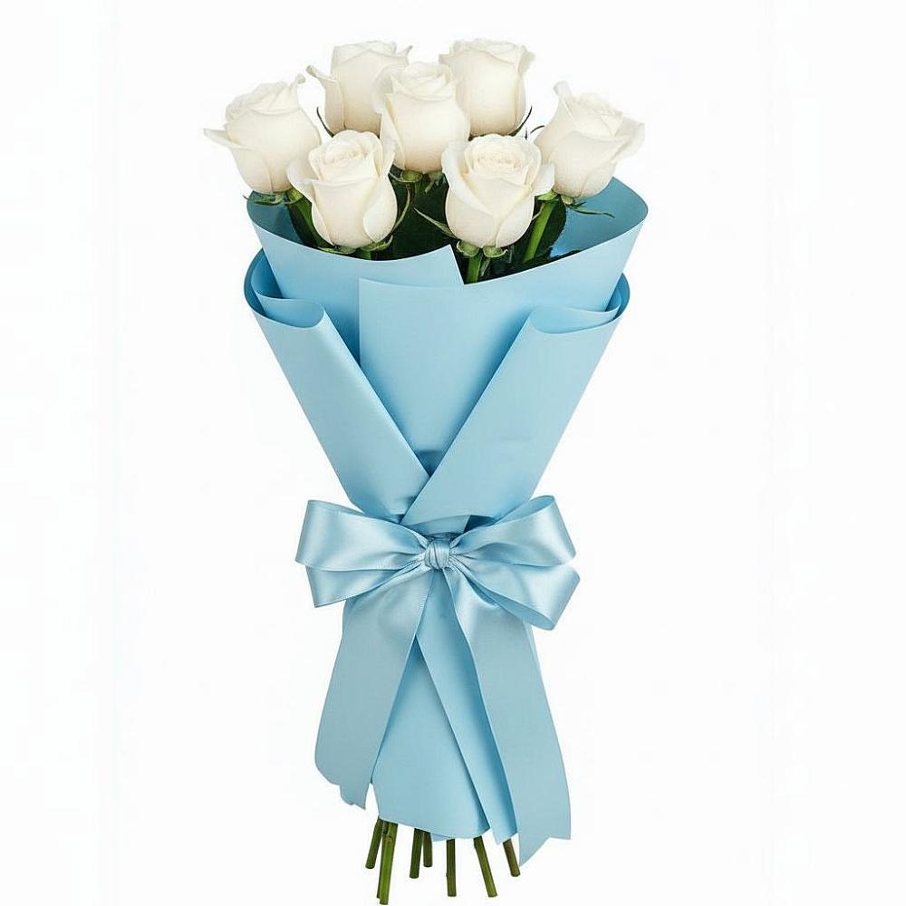 Букет 7 белых роз Проуд в Вейделевке