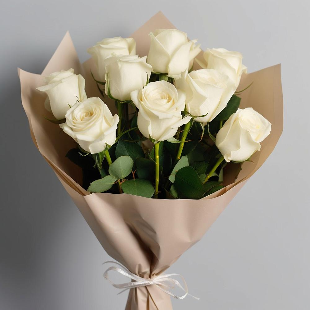 Букет 9 Белых роз Эдлесс Лав в Вейделевке