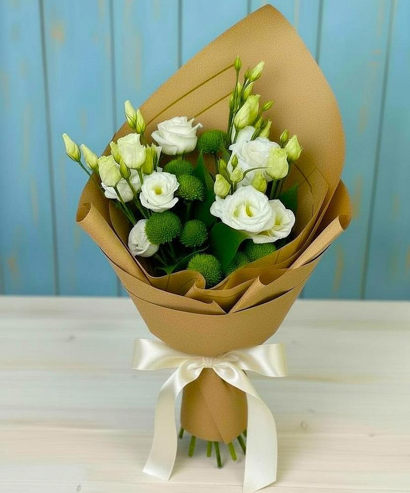 Букет цветов из: Хризантемы и Лизиантусы в Вейделевке