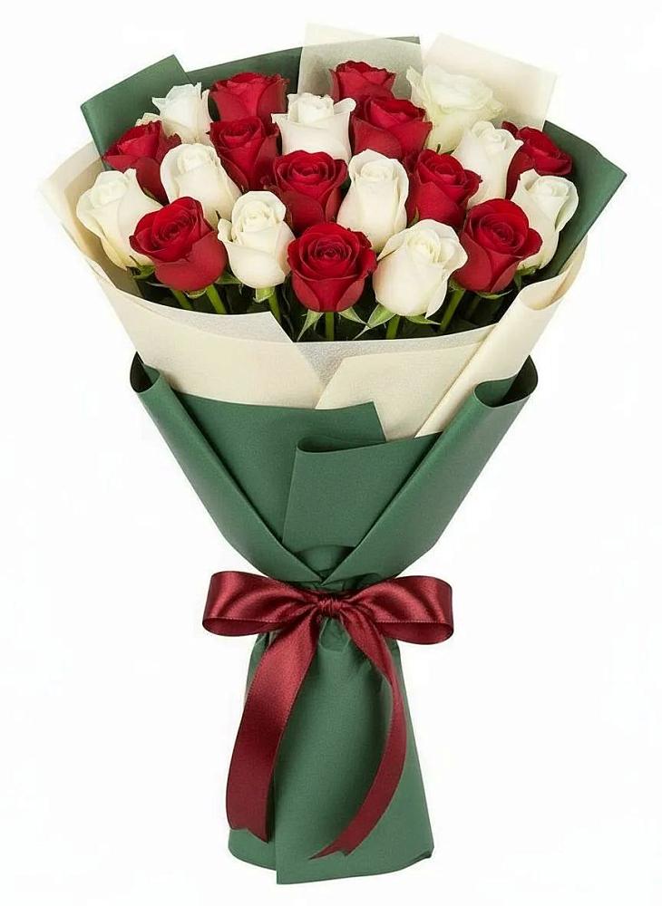Букет Микс из красных и белых роз в Вейделевке