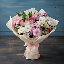 Букет цветов из:  Хризантемы, Альстромерии и Розы #REPLACE_PRED# Вейделевке