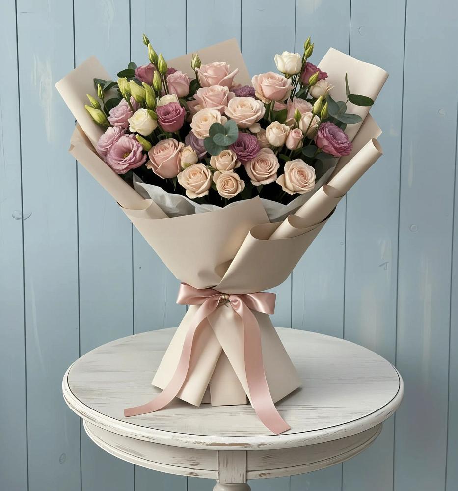 Букет цветов из: Розы и Лизиантусы в Вейделевке